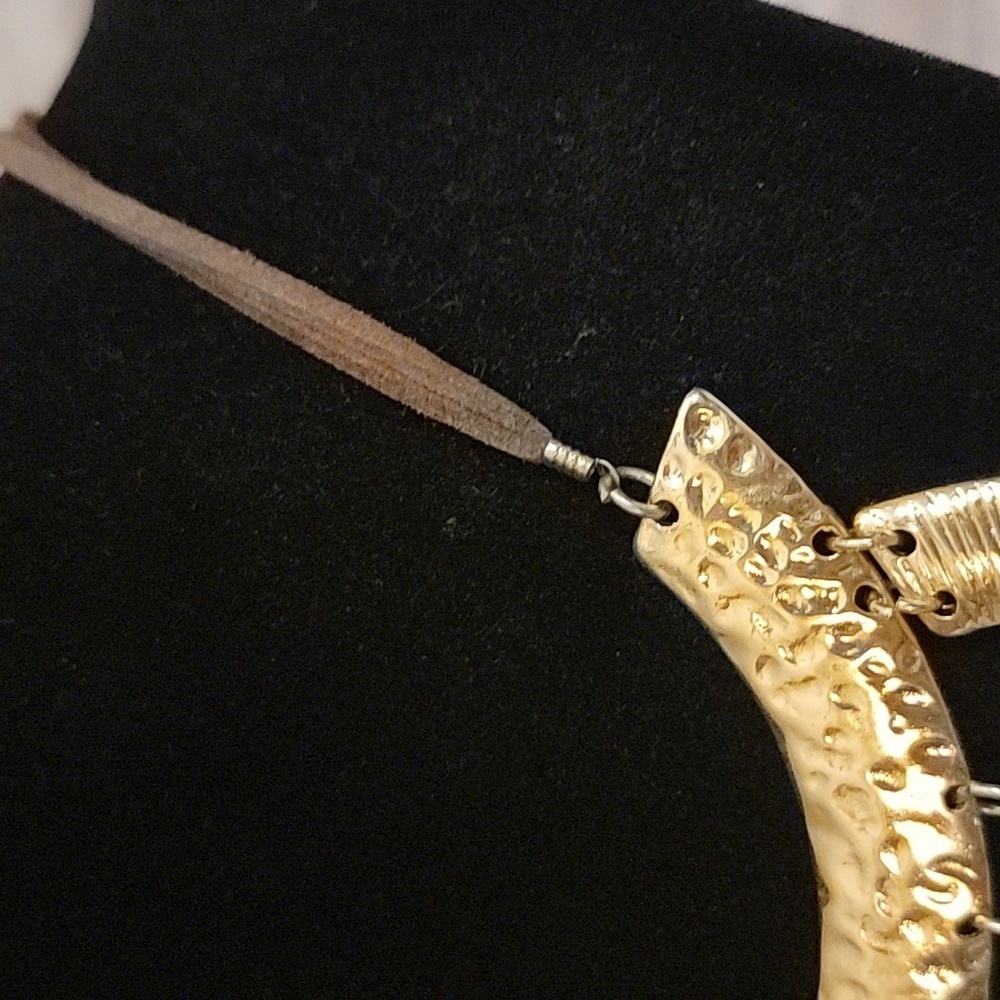 Super Funky Boho Gold tone and Turquoise Necklace - Picture 4 of 5